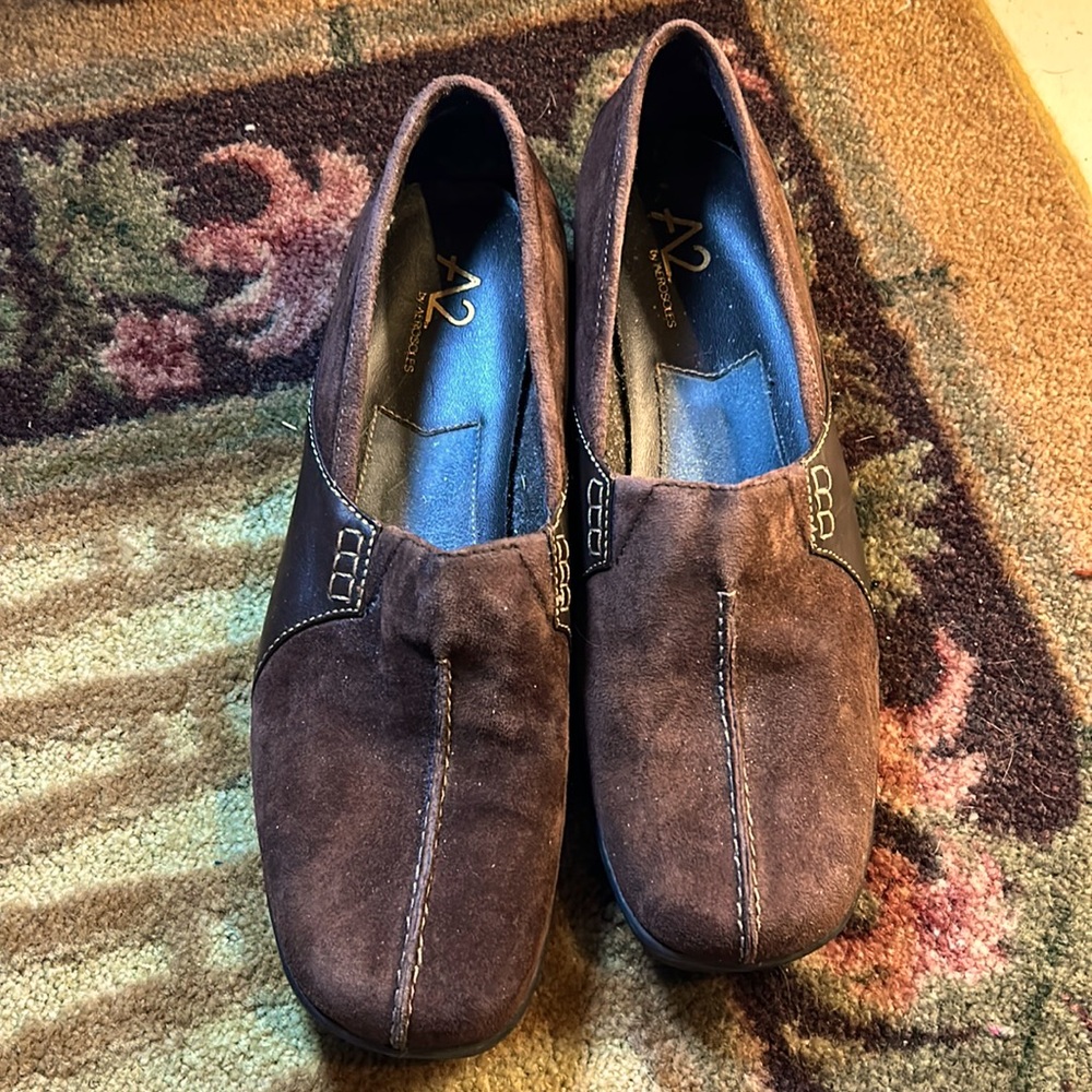 Brown suede loafers !